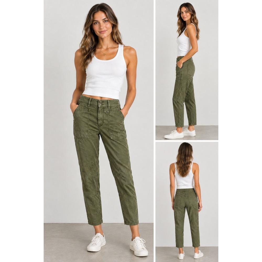 Pilcro The Wanderer Pants Womens 6 Olive Green Utility Low Rise 29" Inseam